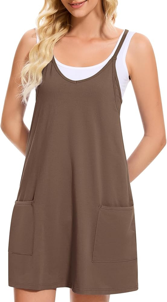Women Tennis Workout Romper Mini Dress Summer Sleeveless Spaghetti Strap Athletic Sports Dress wi... | Amazon (US)