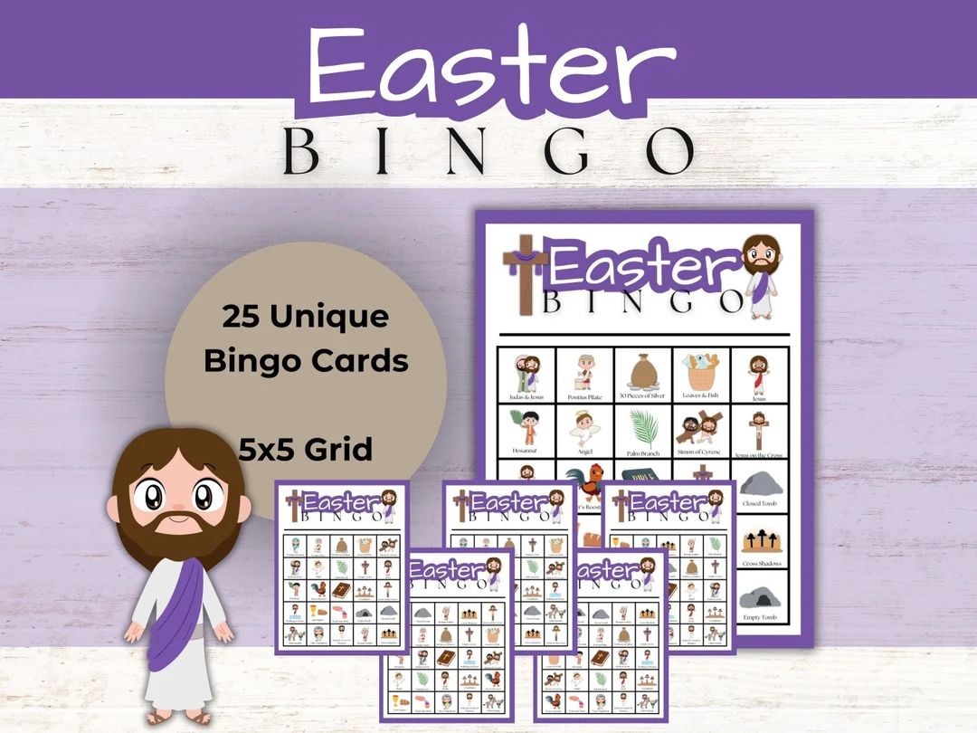 Easter Bingo Easter Printable Bingo Religious Easter Bingo Christian Bingo Bible Bingo Printable ... | Etsy (US)