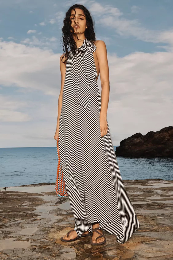 LIMITED EDITION STRIPED HALTER DRESS | Zara US