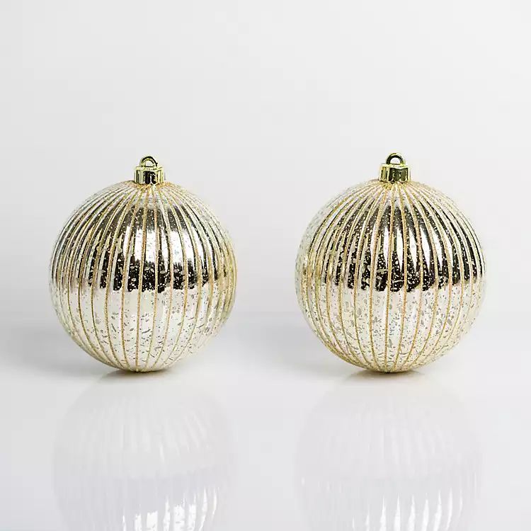 Gold Ridged 6 in. Tree Ornaments, Set of 2 | Kirkland's Home