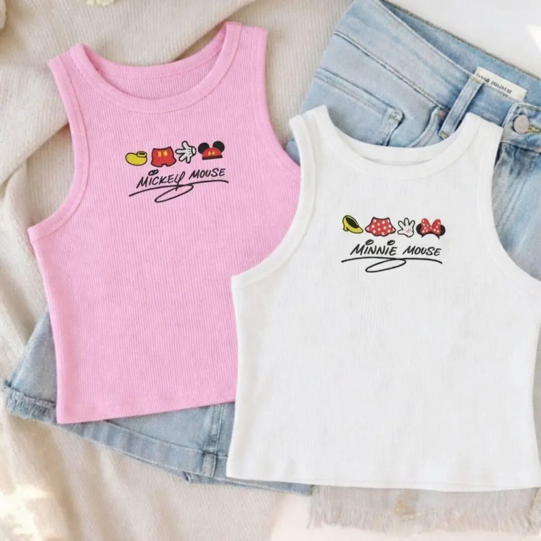 Mickey & Minnie Mouse Cropped Tank Top – Embroidered Disney Autograph Tank, Custom Disney Cropp... | Etsy (US)