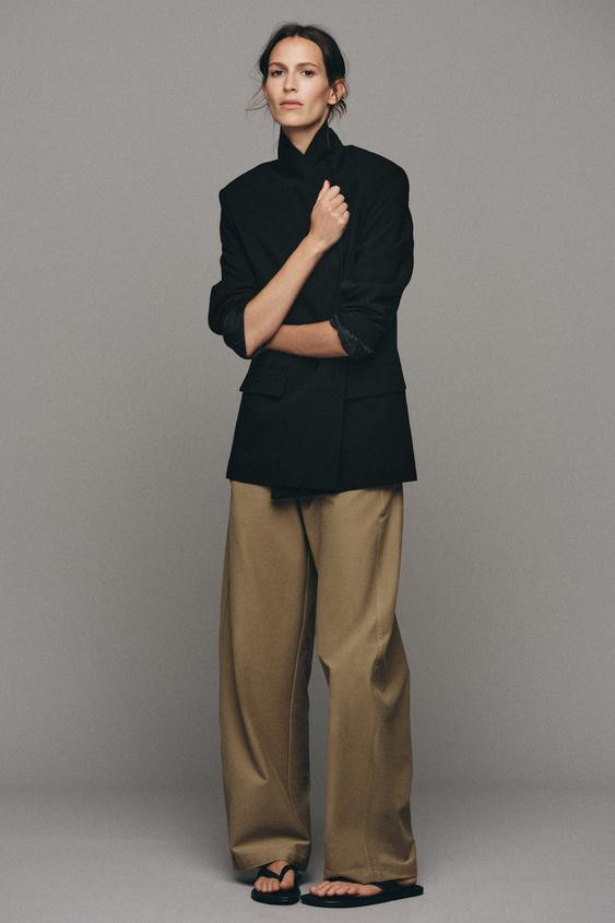 Zara - Oversized Double-Breasted Blazer - Oyster-White - Xl - Woman | Zara Canada