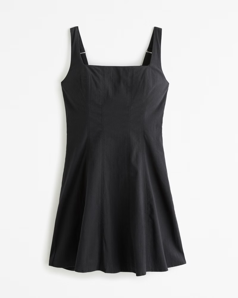 Abercrombie & Fitch Women's The A&F Mila Stretch Cotton A-Line Mini Dress in Black - Size XXS PETITE | Abercrombie & Fitch (US)