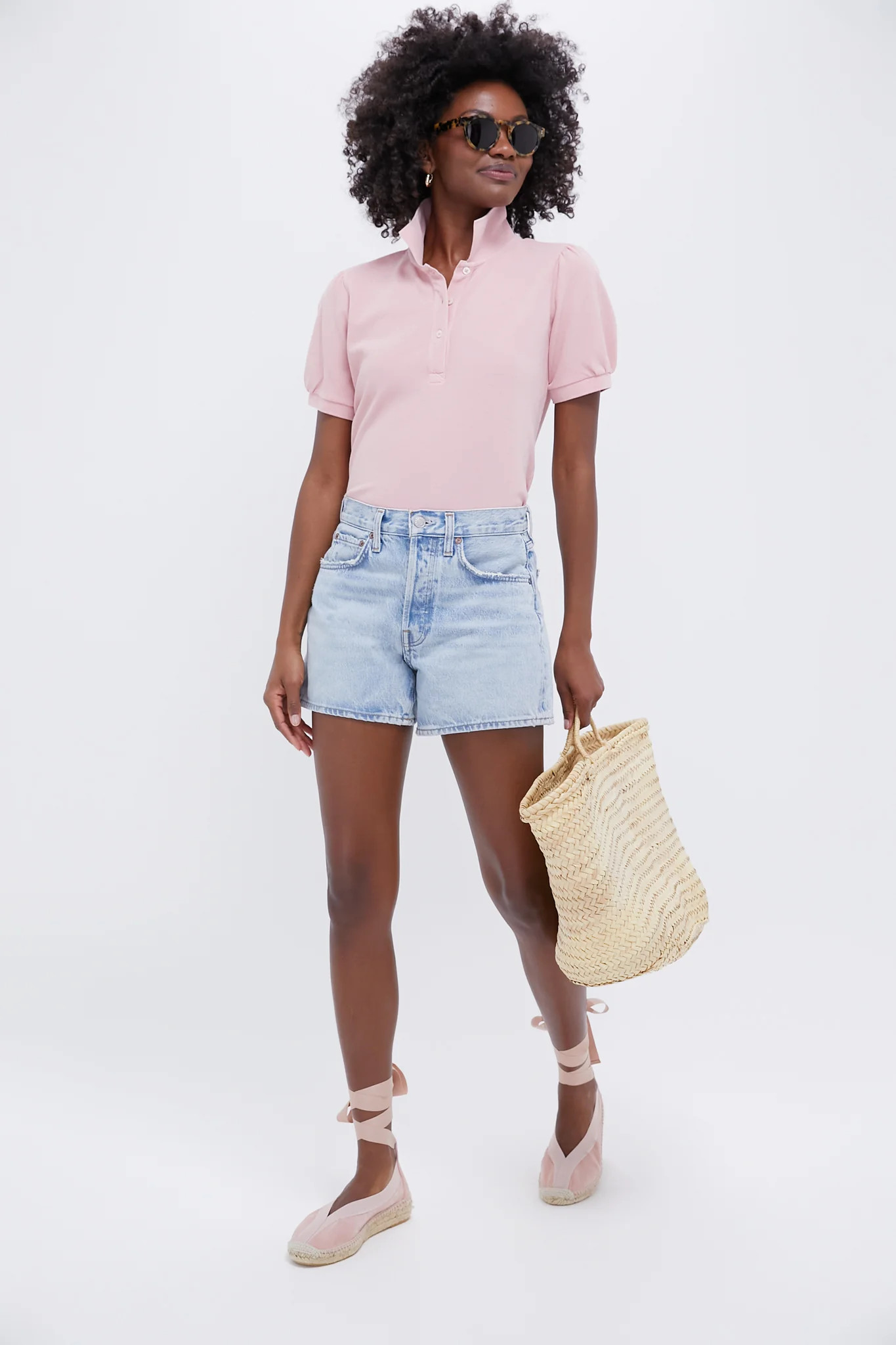 Black Pique Puff Sleeve Peggy Polo | Tuckernuck (US)