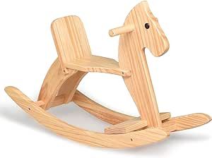 KRAND Rocking Horse Wooden Ride On Toy for Kids Classic Design Rocking Horse with Pedal and Safe ... | Amazon (US)
