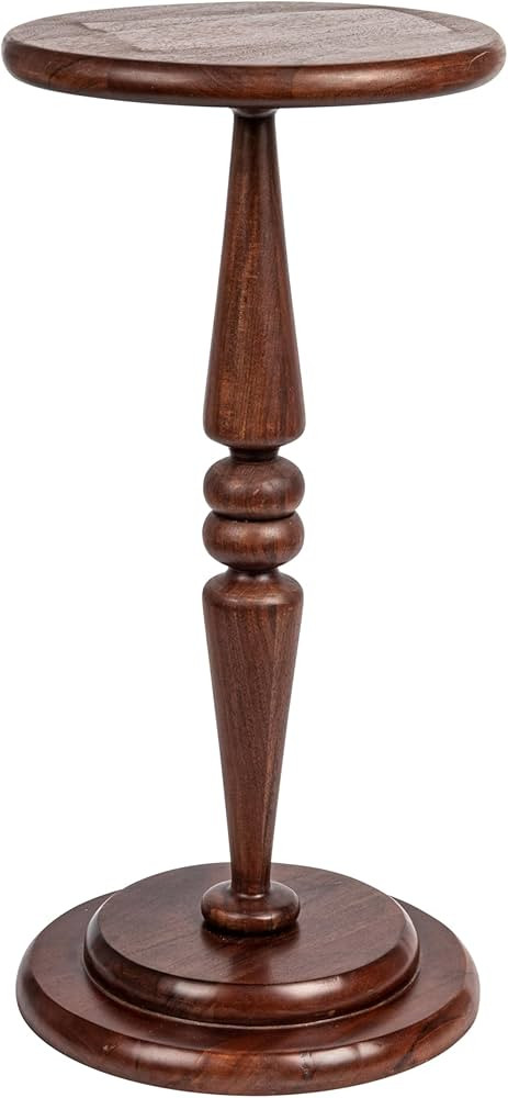 Creative Co-Op Bishop Pedestal Cocktail Side Table, Dark Chestnut | Amazon (US)