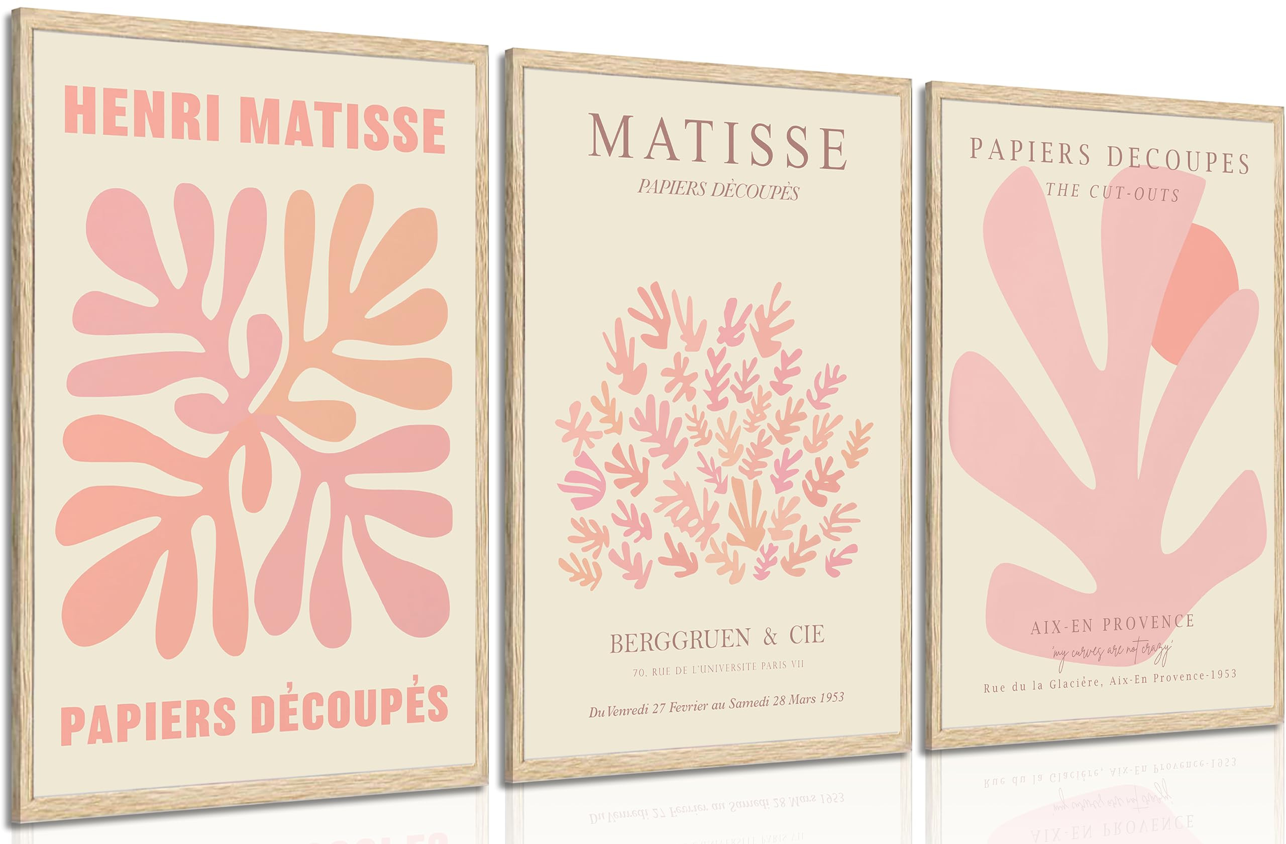 libitea 3 pcs Pink Coral Canvas Wall Art Abstract Minimalist Light Pink Preppy Wall Decor Pink Fl... | Amazon (US)