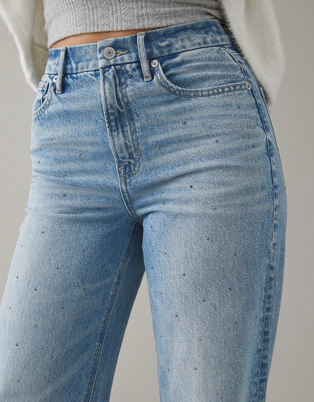 AE Strigid Curvy Embellished Super High-Waisted Baggy Straight Jean | American Eagle Outfitters (US & CA)
