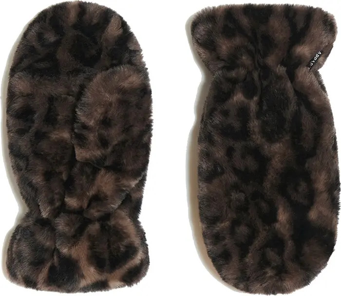 Coco Leopard Faux Fur Gloves | Nordstrom