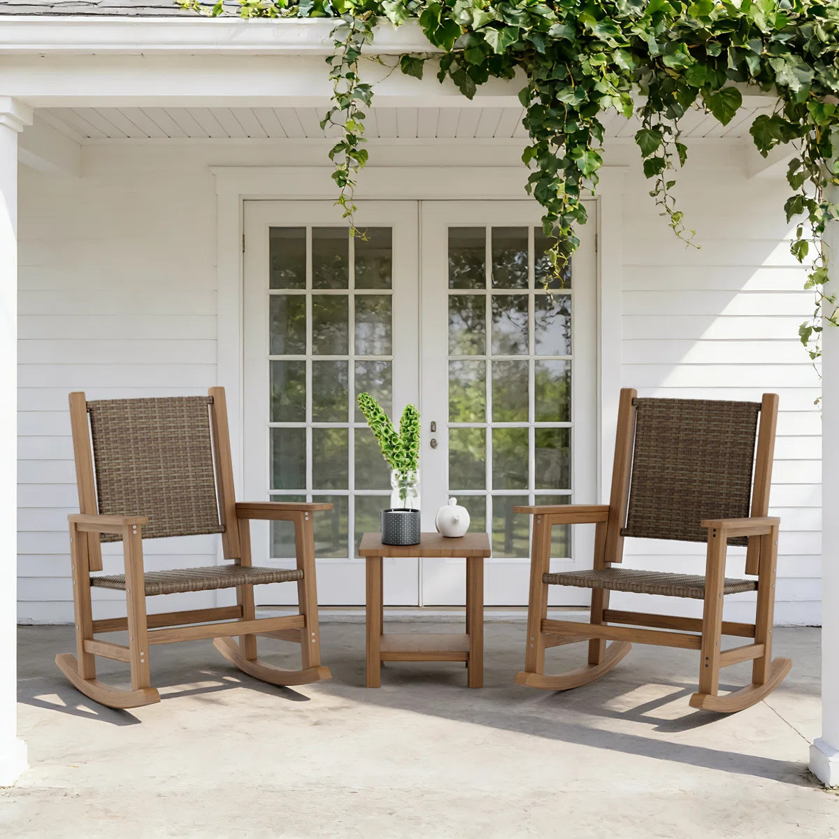 All-Weather Oversized HDPE Wicker Rocking Chair | Wayfair North America