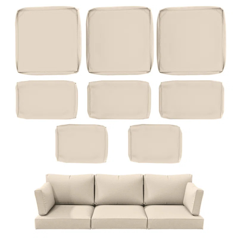 8-Piece Outdoor Cushion Cover Set (Set Of 3 Seats, 5 Backs), Covers Only | Wayfair North America