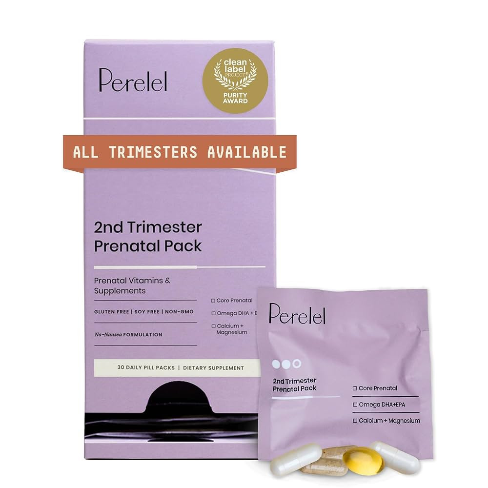 Perelel 2nd Trimester Prenatal Pack, Multivitamin with Magnesium, Omega 3, Iron & Calcium, Nutrit... | Amazon (US)