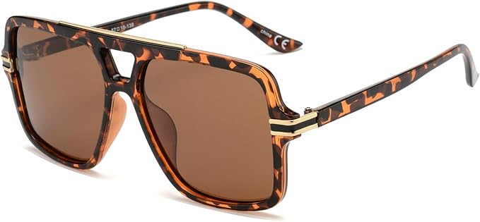 OUWEN Retro Oversized Polarized Square Sunglasses Womens Mens, Trendy Designer Big Rectangle Sun ... | Amazon (US)