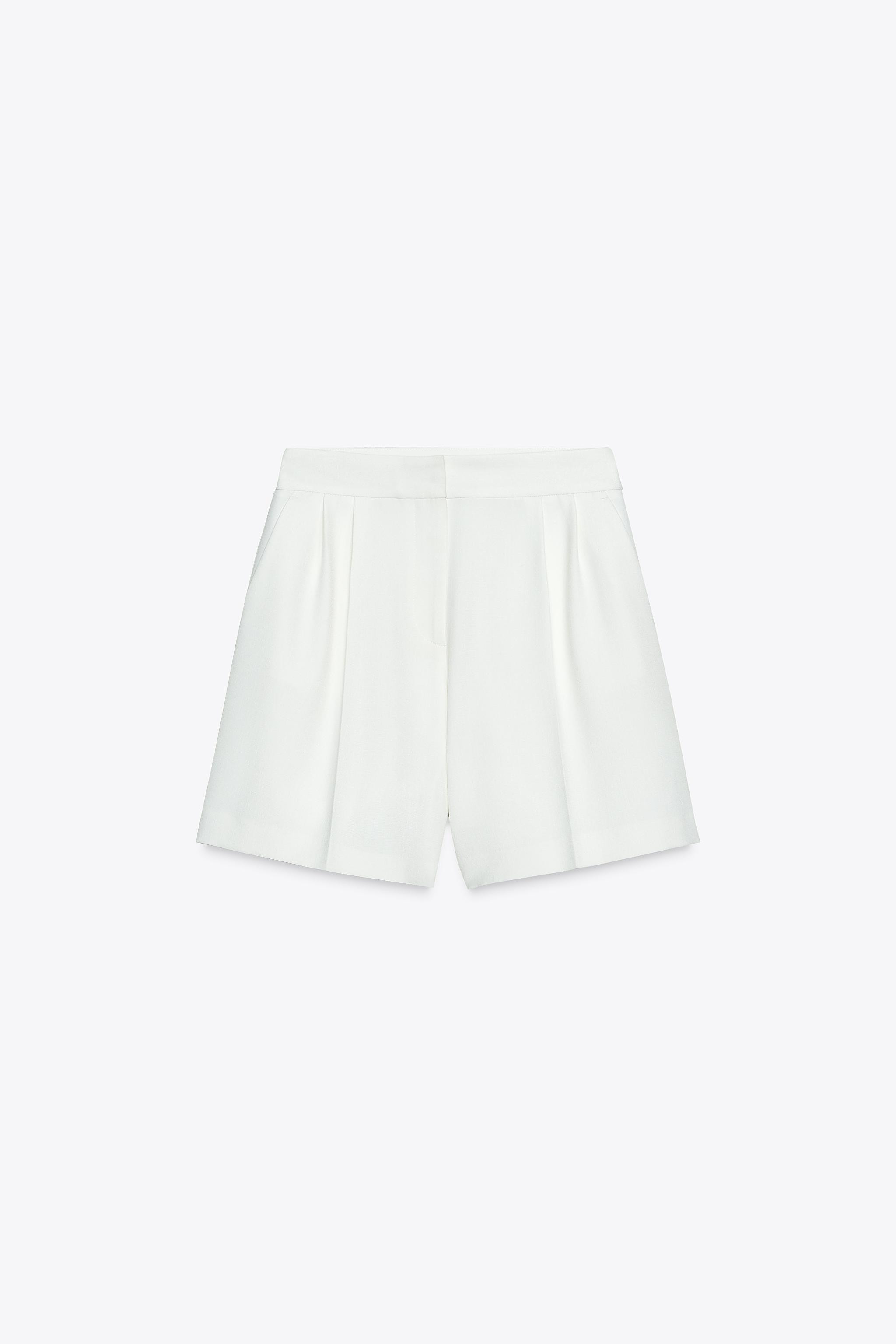 HIGH-WAISTED PLEATED SHORTS | Zara US