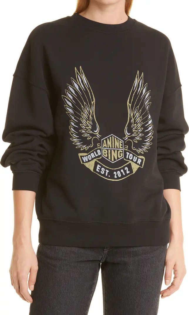 ANINE BING Kenny Gold Wings Organic Cotton Sweatshirt | Nordstrom | Nordstrom