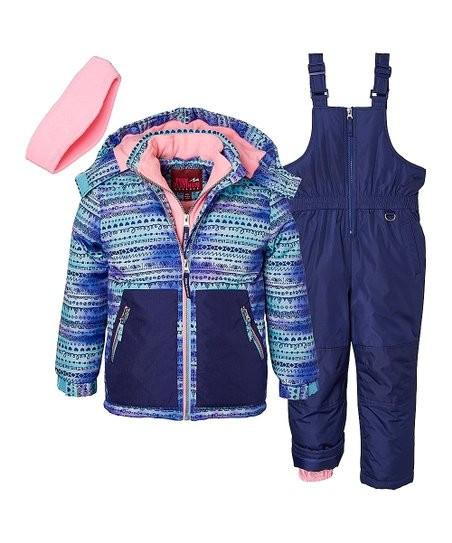 Blue & Pink Geometric Tie-Dye Hooded Jacket Set - Toddler & Girls | Zulily