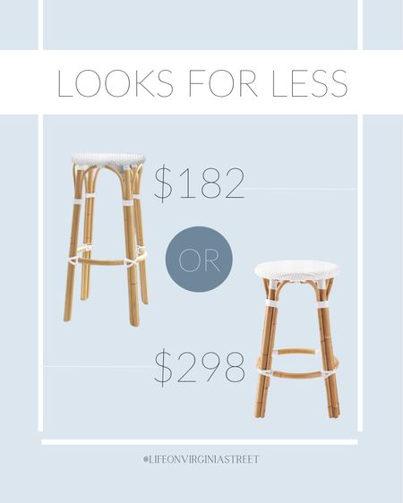Looks for less! This Serena and Lily barstool chair is so cute but you can also grab the same look for almost half the price! Linked both for you! 

barstools, coastal home, coastal style, coastal looks, looks for less, splurge vs save, beach house decor, kitchen furniture, serena and lily chair, wayfair, wayfair furniture 

#LTKhome #LTKsalealert #LTKstyletip
