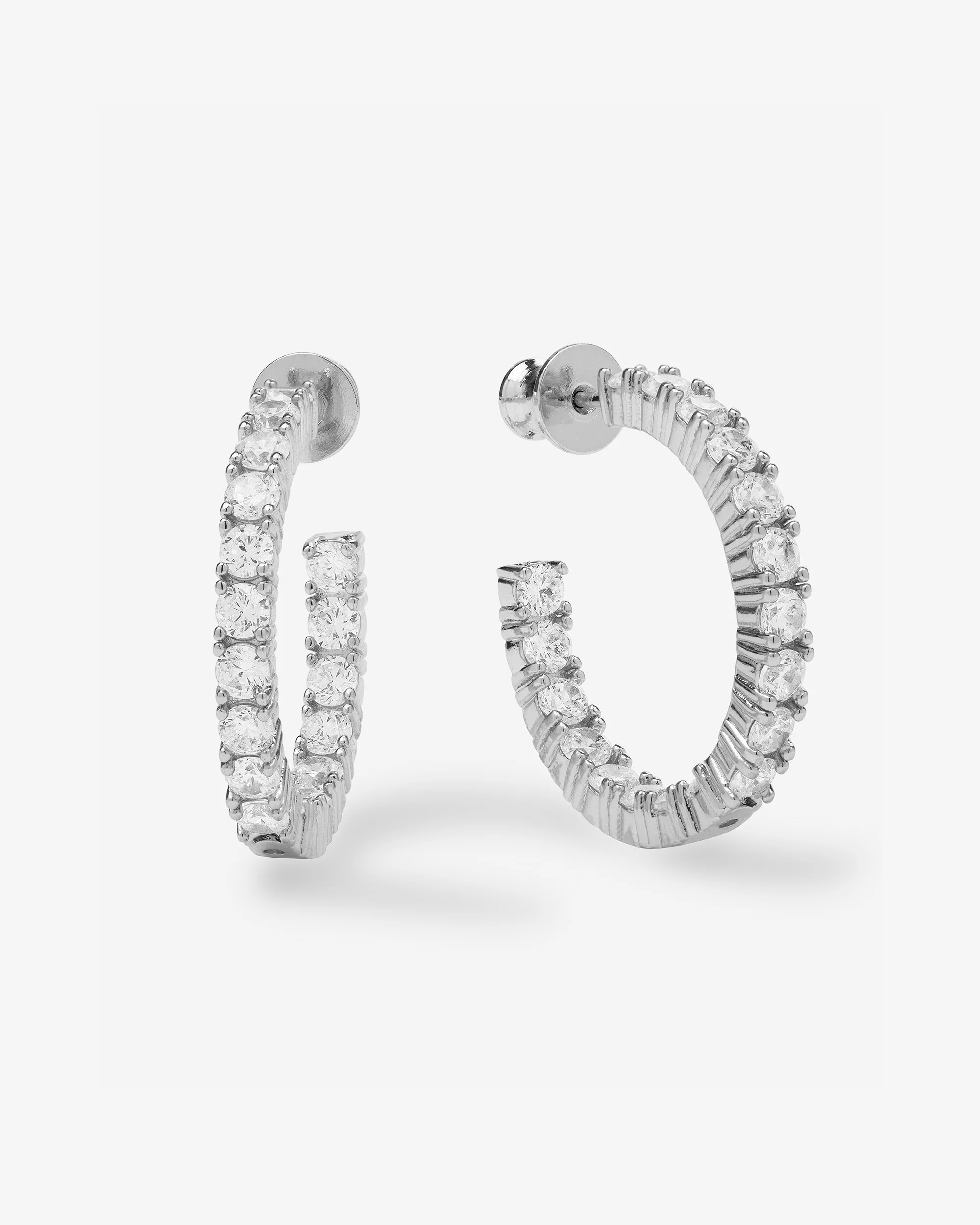 Heiress Hoops 1" - Silver|White Diamondettes | Melinda Maria Jewelry