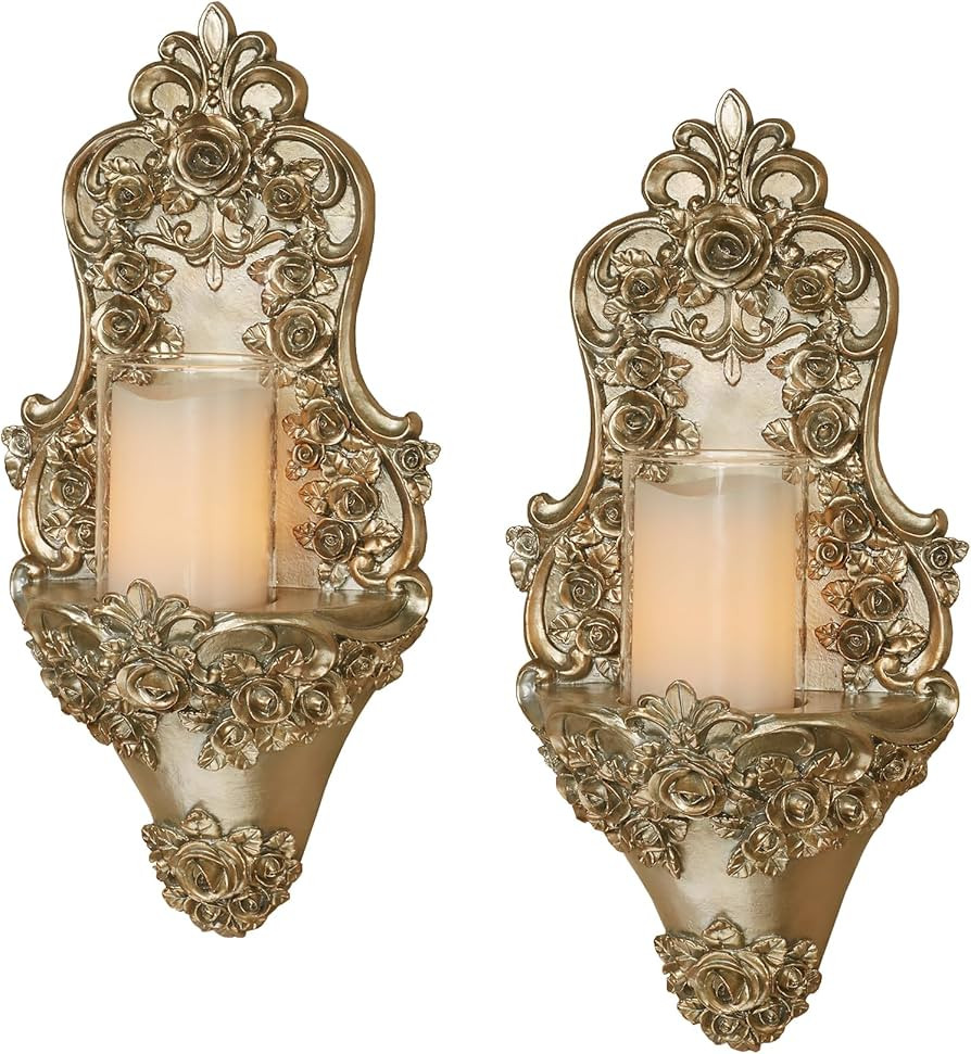 Touch of Class Victoria Rose Wall Candle Sconce Pair | Traditional Set of Two | Victorian Style S... | Amazon (US)