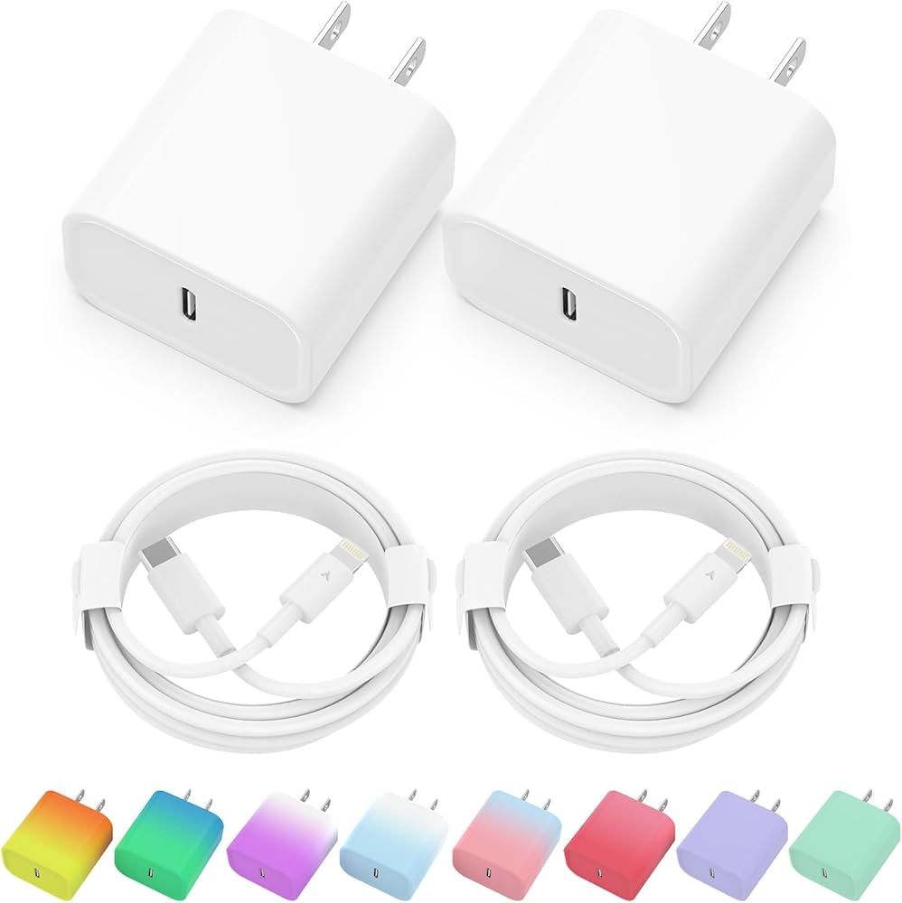 iPhone Charger, 2 Pack 20W PD USB C Wall Fast Charger Adapter with 2 Pack 6FT Type C to Lightning... | Amazon (US)