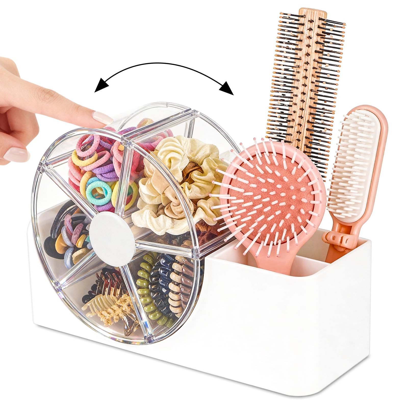 Amazon.com: Hair Accessories Organizer with 5-Section Rotating Case, 2-Slot Comb & Hair Brush Hol... | Amazon (US)