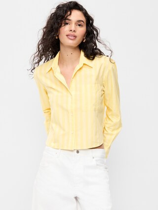 Cropped Button-Down Shirt | Old Navy (US)