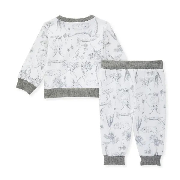 Bunny Toile French Terry Organic Top & Pant Set | Burts Bees Baby