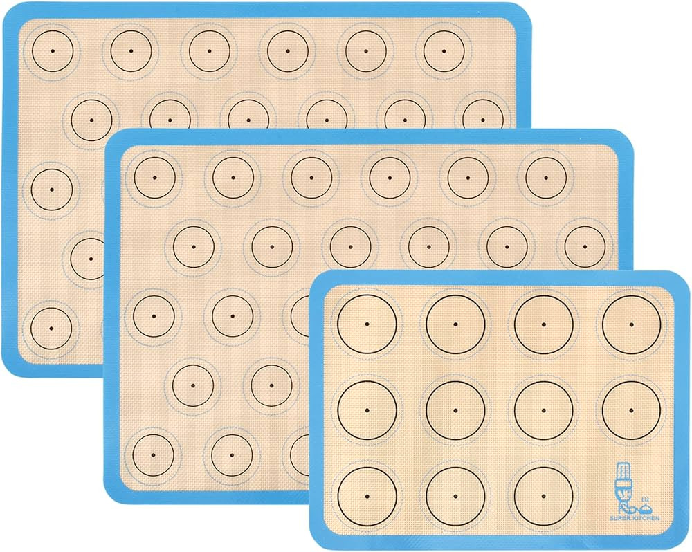 Silicone Macaron Baking Mat Half Sheet - Set of 3 (2 Half Sheet and 1 Quarter Sheet), Non Stick S... | Amazon (US)