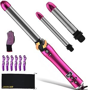 3 in 1 Auto Rotating Curling Iron, 3 Size Interchangeable Heating Iron Barrels, 12 Temperature Ad... | Amazon (US)