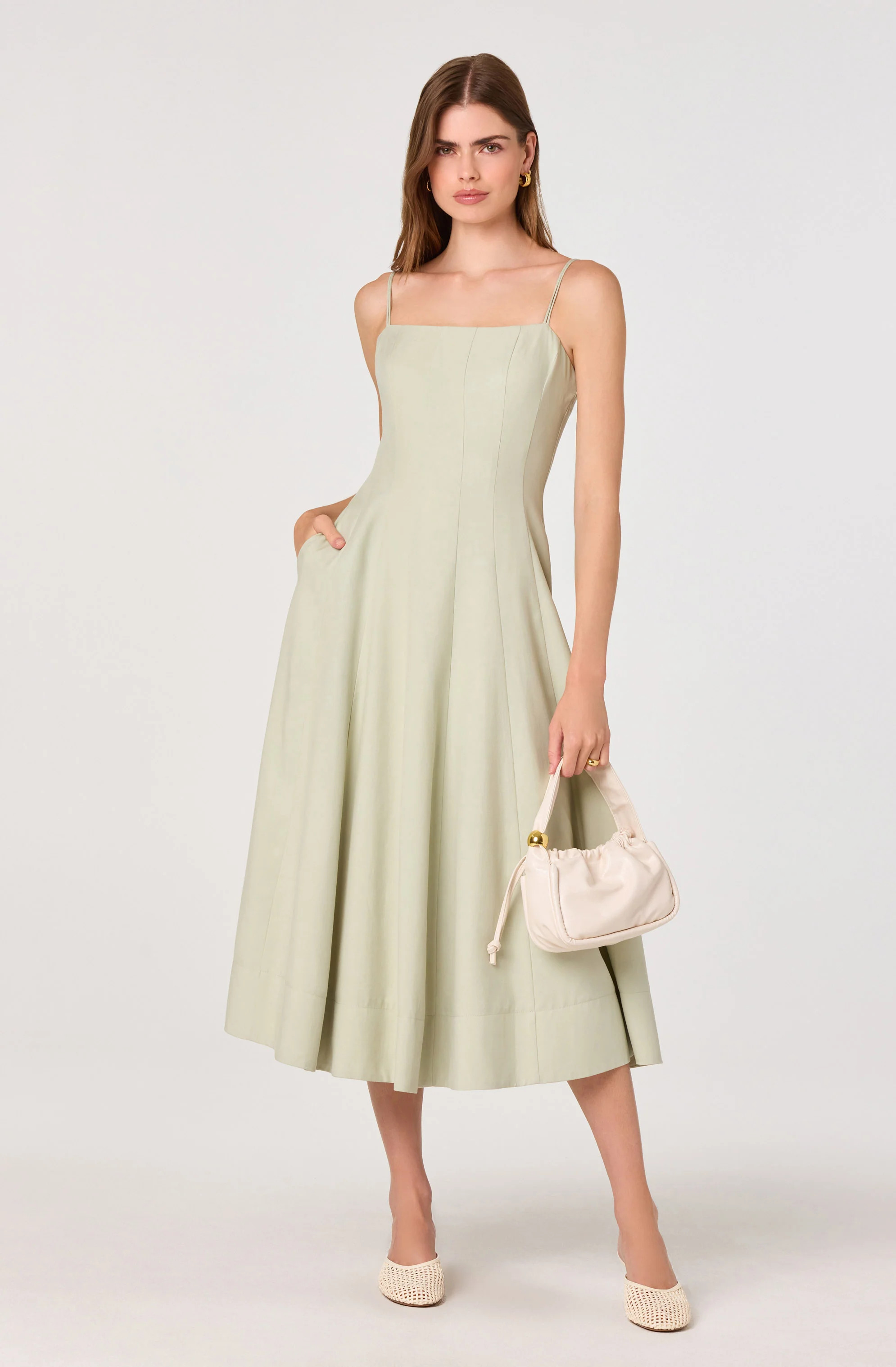Trisha Square Neck Midi Dress - Pistachio / XS | ASTR The Label (US)