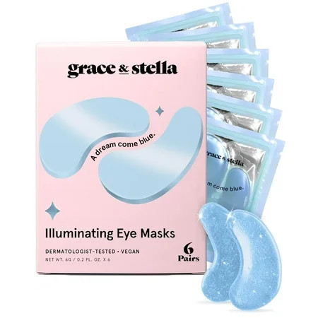 Grace & Stella Illuminating Under Eye Mask - Blue 6 pairs - Gel Eye Patches for Dark Circles, Puffy Eyes, Wrinkles, Undereye Bags | Walmart (US)