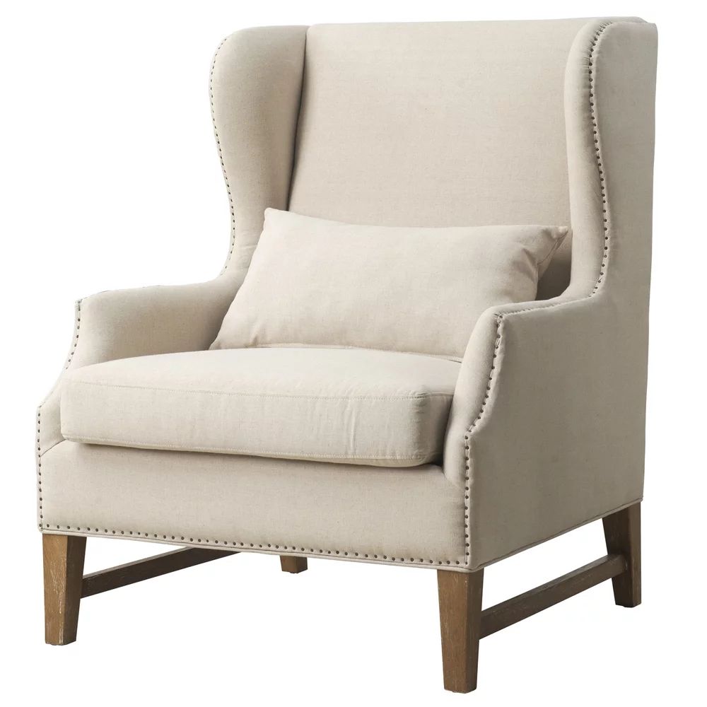 Devon Beige Linen Wing Chair | Walmart (US)