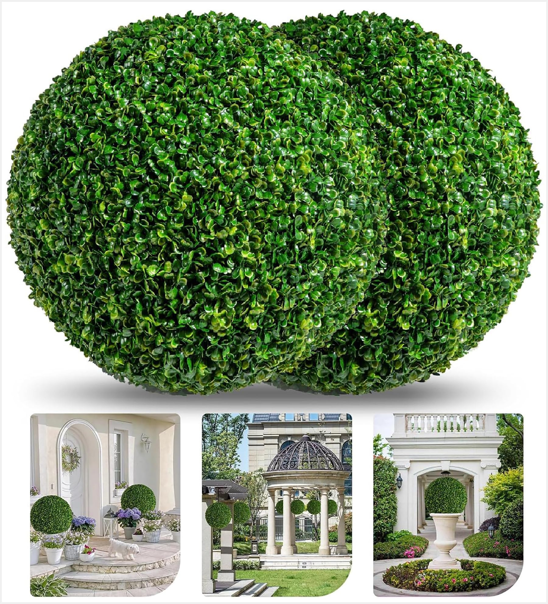 DANF 2 Pack Green Topiary Boxwood Balls 19 Inch, Artificial Plant Topiary Ball, Faux Round Boxwoo... | Amazon (US)
