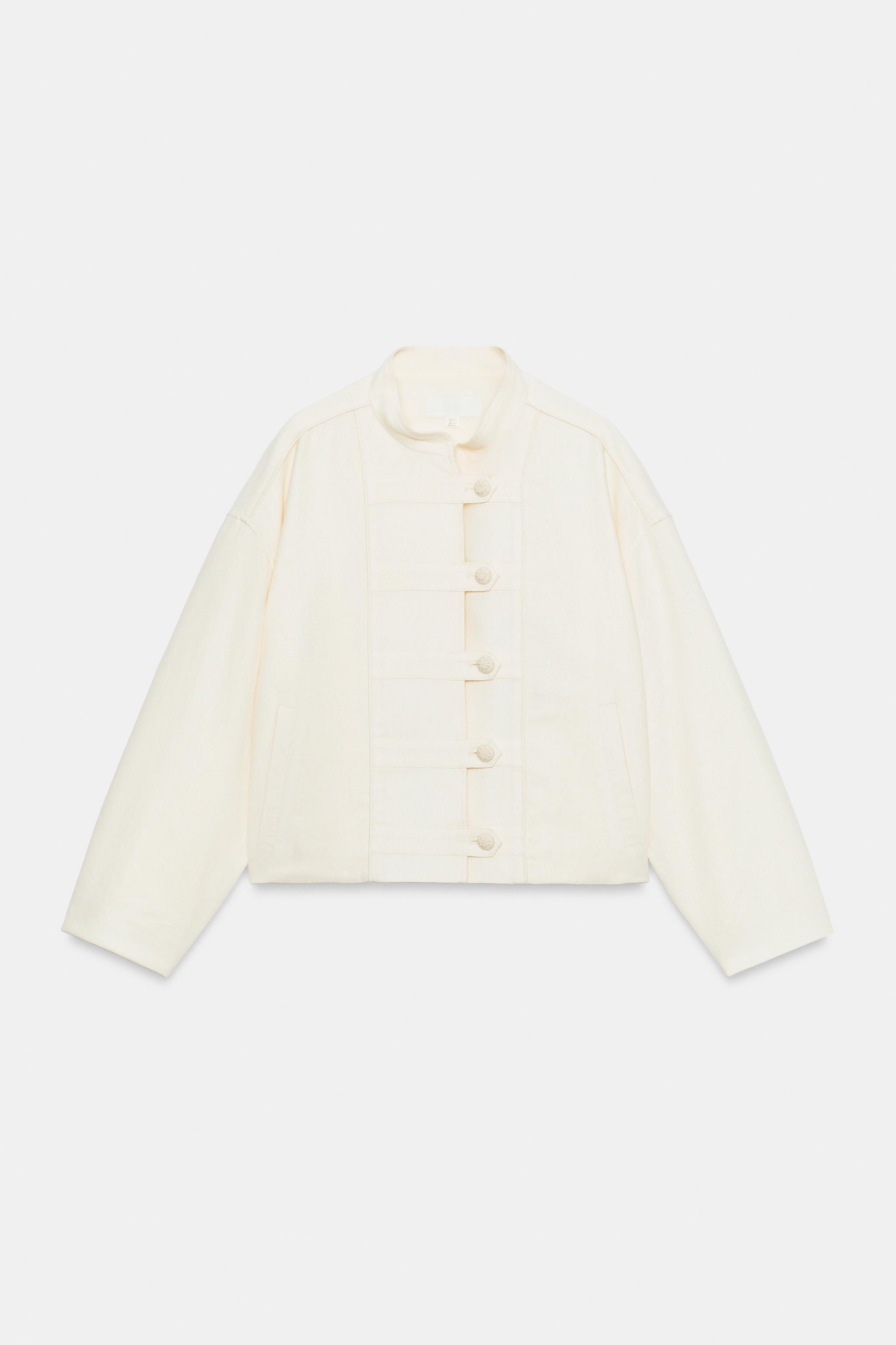 LINEN BLEND JACKET WITH FIREMAN CLASP | Zara UK