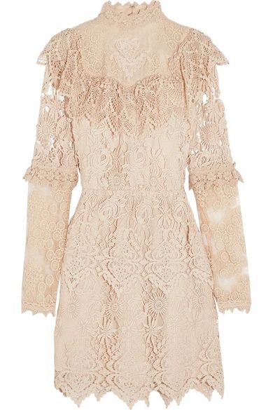 Romantique ruffled crocheted lace mini dress | NET-A-PORTER (US)