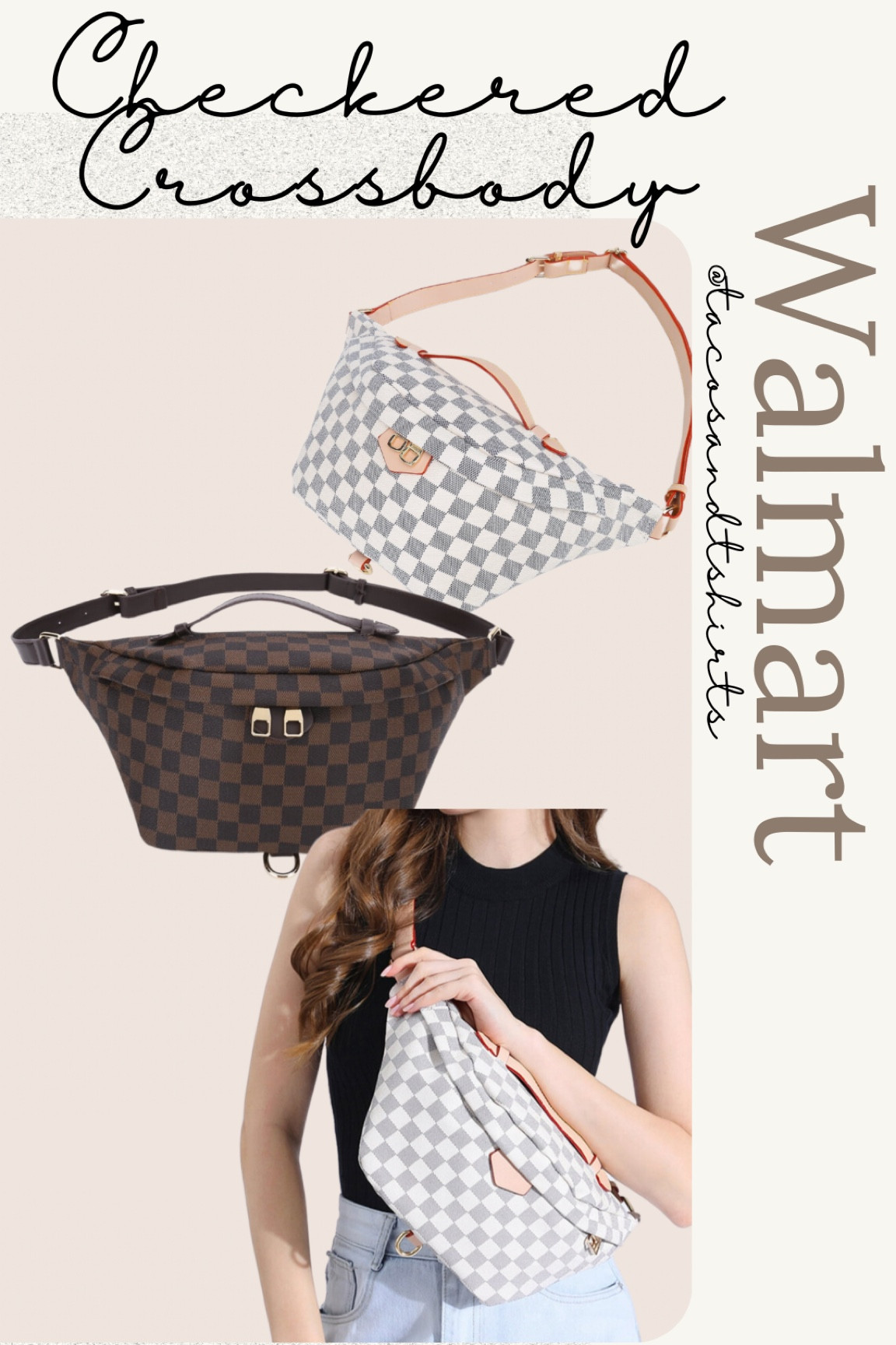 Walmart checkered crossbody bag, Walmart dupe finds, checkered bumbag, dupes