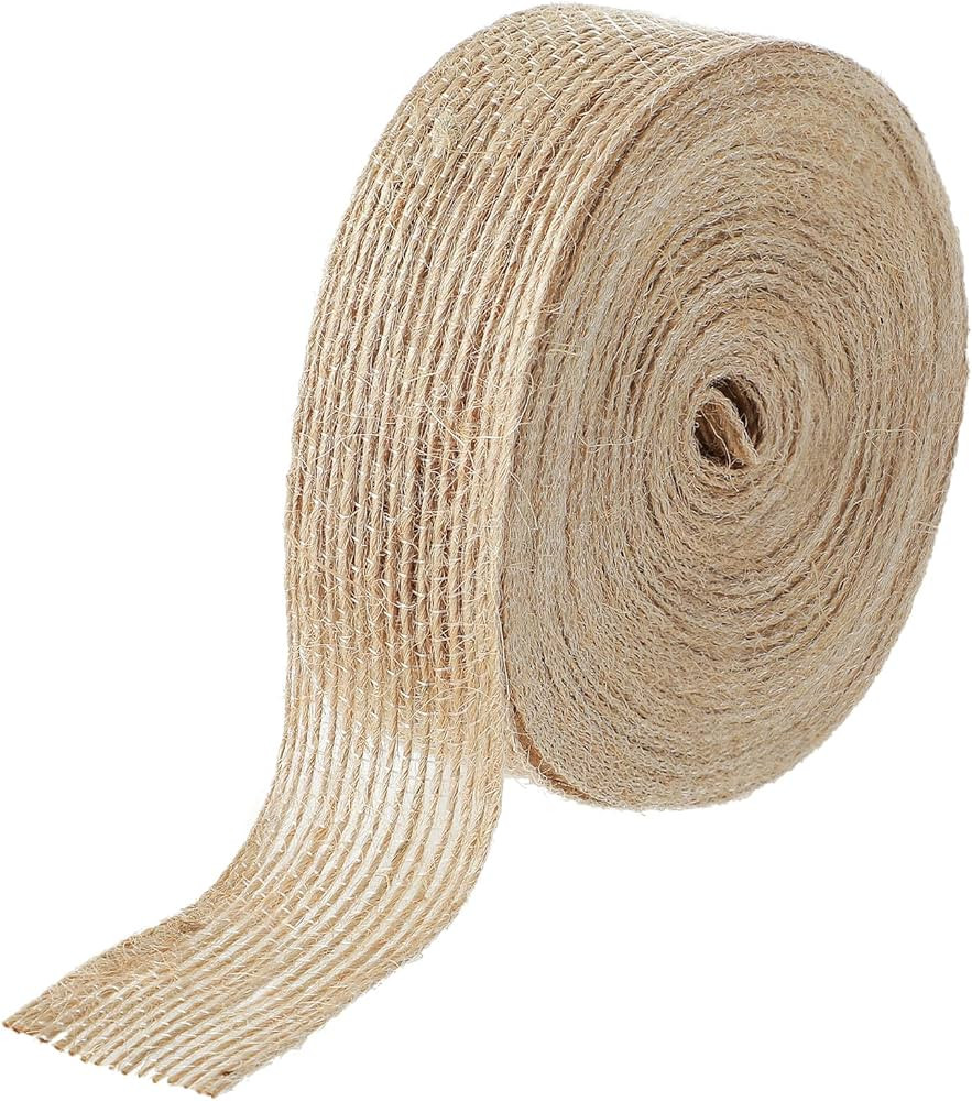 1" Natural Burlap Fabric Ribbon, 11 Yrads Jute Ribbon Burlap Tan Jute Linen Craft Ribbon for Gift... | Amazon (US)