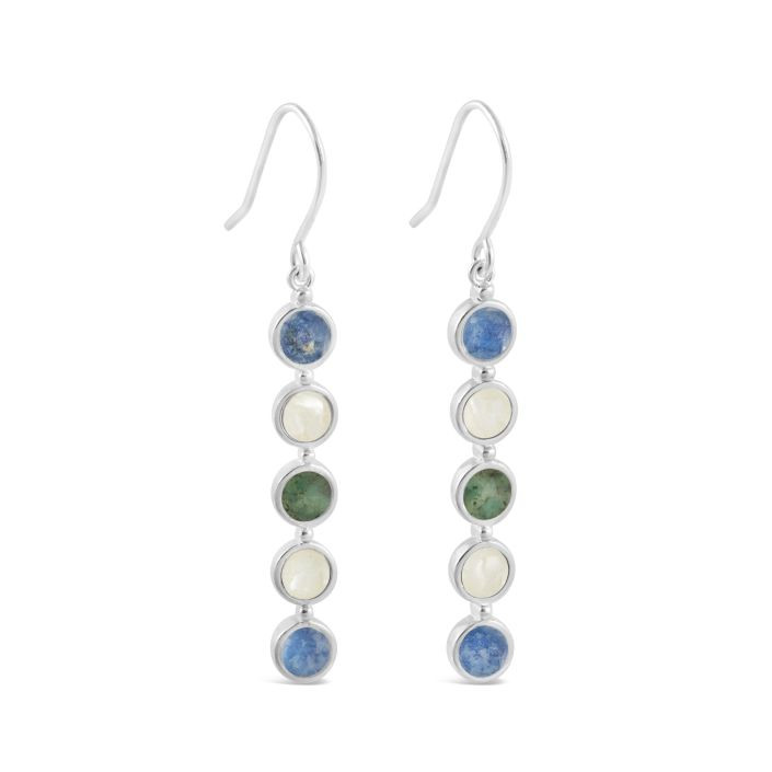 Mother's Day Endless Summer Bar Drop Earrings - Mother of Pearl and Forget-Me-Nots | Dune Jewelry