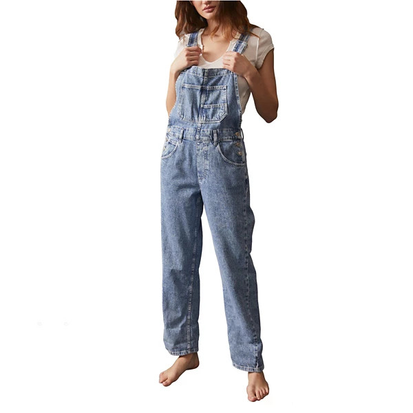 Women's Free People Women's Free People Ziggy Overalls Jeans Medium Light Blue | Scheels