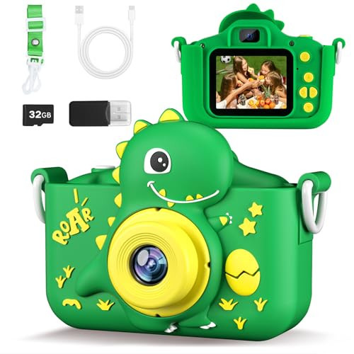 KANAD Kids Camera, Toys for Age 3-8 Year Old Boys, Stocking Stuffers for Kids, 1080P HD Selfie Digital Video Camera for Toddlers for Son - Green | Amazon (US)