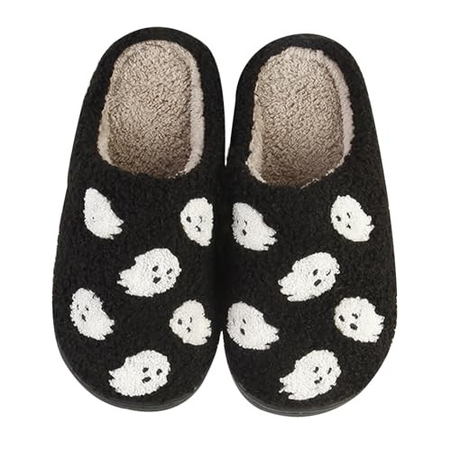 CATLJXL Ghost Slippers for Women Men Halloween Slippers Horror Spooky Slippers Soft Plush House Shoes Ghost 4142 | Amazon (US)