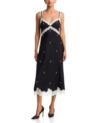Aqua Lace Trim Crystal Embellished Slip Dress - Exclusive | Bloomingdale's (US)