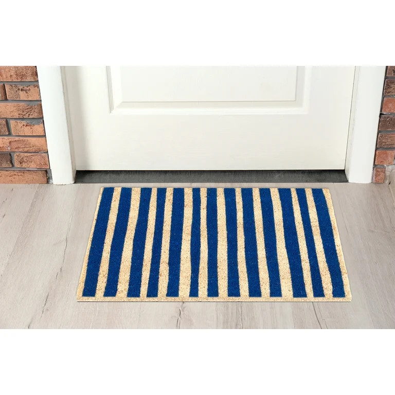 Mainstays Blue Summer Stripes Coir Outdoor Doormat, 18"x30" | Walmart (US)