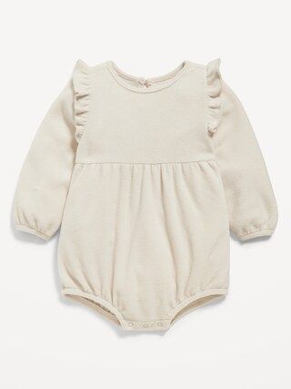 Long-Sleeve Ruffle-Trim Microfleece Romper for Baby | Old Navy (CA)