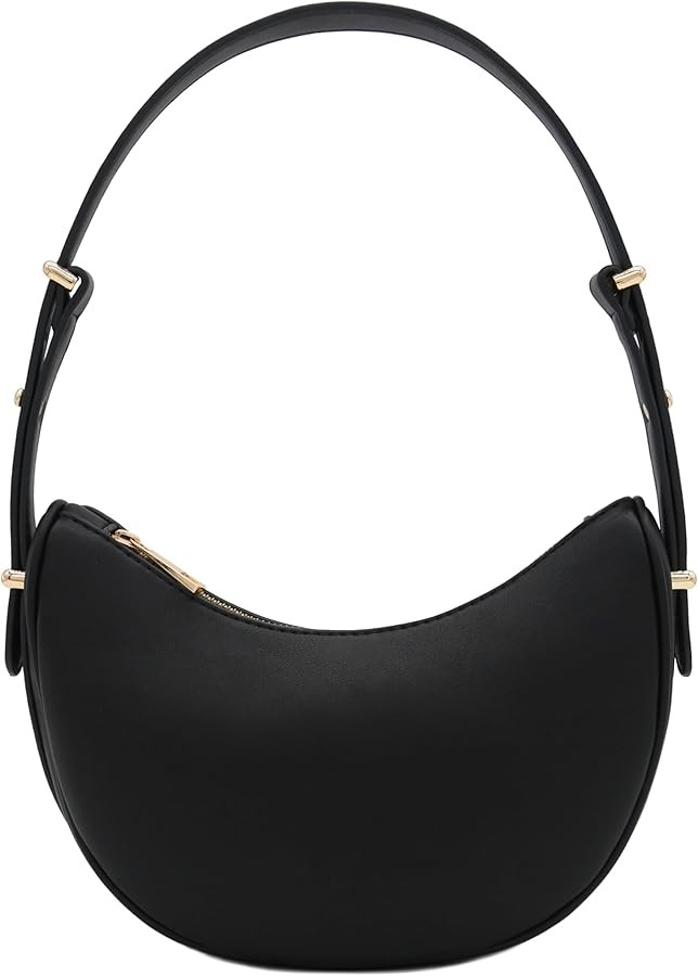 Small Crescent Smooth PU Leather Underarm Shoulder Bag | Amazon (US)