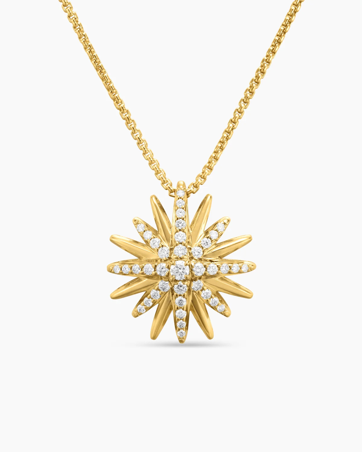 David Yurman | Starburst Pendant Necklace in 18K Yellow Gold with Diamonds, 19mm | David Yurman