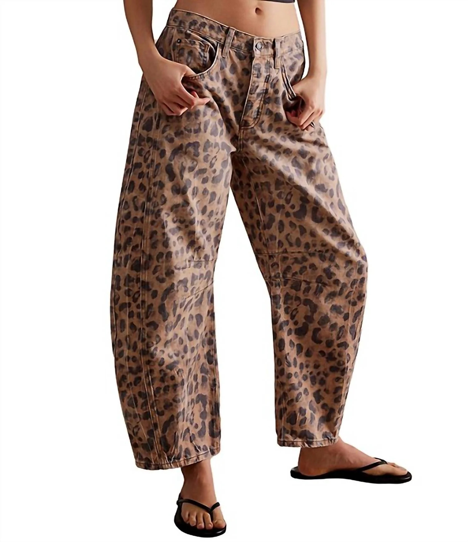 Good Luck Printed Barrel Jean In Brown Sugar Combo | Shop Simon