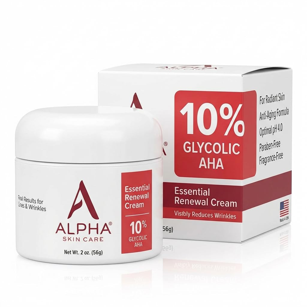 Alpha Skin Care Essential Renewal Cream, 10% Glycolic AHA, Anti-Aging Formula, Reduces Lines & Wr... | Amazon (US)