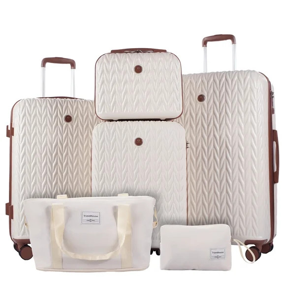 Travelhouse Luggage Set 6 Piece Hardside Suitcase TSA Lock Spinner Wheels 6 Pcs Hardshell Luggage... | Walmart (US)