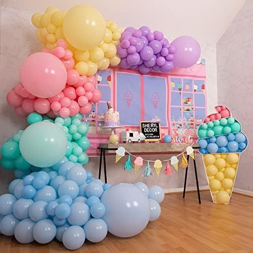 100pcs – Pastel Balloon Garland Kit & Balloon Arch - Small and Large Macaron Rainbow Balloons -... | Amazon (US)